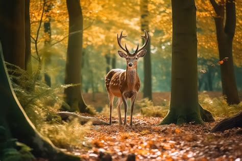 Premium Ai Image Beautiful Deer In The Autumn Forest In Full Growth