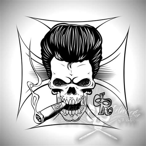 Rockabilly Skull By Actionrokka On Deviantart Rockabilly Art Skull