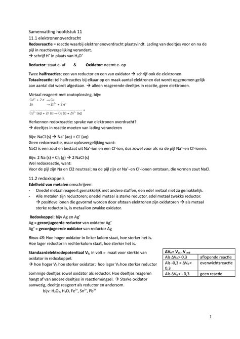 Scheikunde Samenvatting H Redoxreacties Chemie Overal Vwo