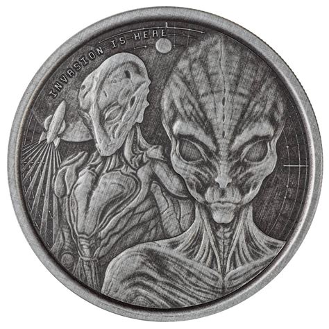 Ghana Alien Invasion Oz Silver Antique Coin