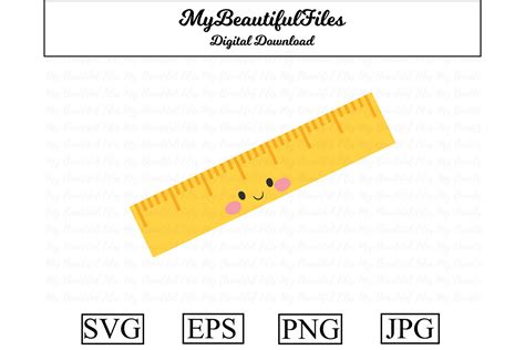 School Ruler Kawaii Clipart 02 Graphic By MyBeautifulFiles Creative