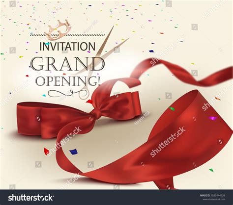 Grand Opening Invitation Card Beautiful Curly Stock Vector Royalty