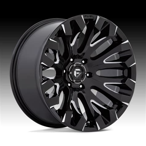 Fuel Quake D828 Gloss Black Milled Custom Truck Wheels D828 Quake