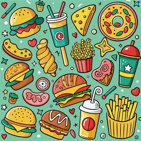 Premium Vector Fast Food Seamless Pattern