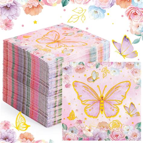 Amazon Butterfly Napkins Paper Pink Butterfly And Flower Guest