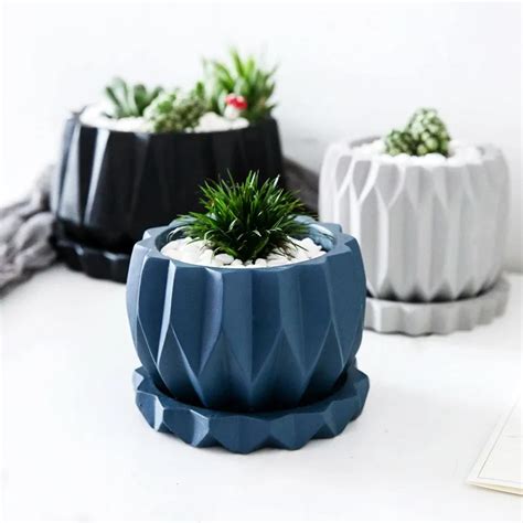 Creative Concrete Flowerpot Silicone Mold Round Plaster Flower Pot