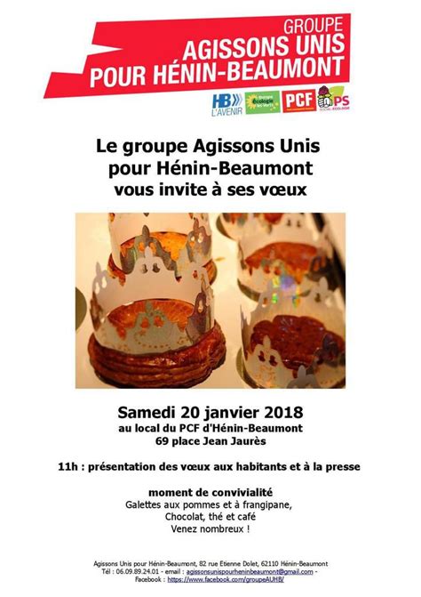 Le groupe Agissons Unis pour Hénin Beaumont vous invite à ses voeux