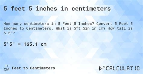 5 Feet 5 Inches In Centimeters Calculatio