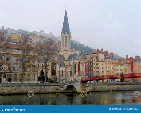 The Old Town of Lyon - France Editorial Stock Image - Image of shops ...