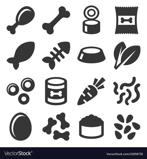 Pet Food Icons Set On White Background Royalty Free Vector