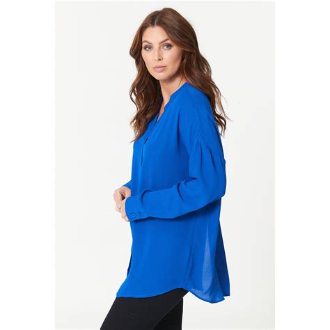 Be You Long Sleeve V Neck Blouse Blue