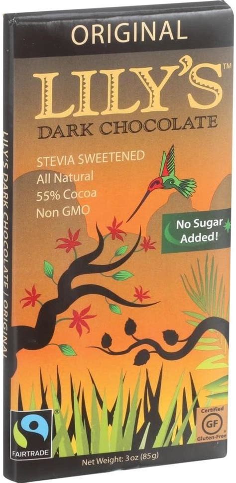 Lily S Dark Chocolate Bar With Stevia Original 3 Ounce Pack Of 12 Nutrition