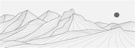 Hand Drawn Mountain Line Arts Illustration Abstract Mountain