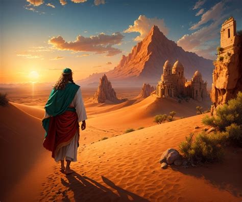 Premium AI Image A Painting Of Jesus Walking In The Desert