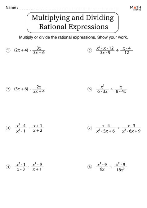 Multiply And Dividing Rational Expressions