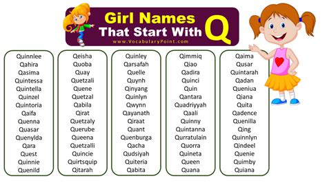 List of Unique Baby Girl Names That Start With Q - Vocabulary Point