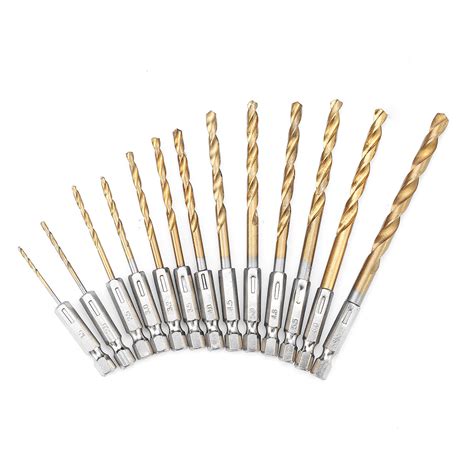 Pcs Hss Drill Bit Titanium Coated Twist Drill Bits Hex Shank