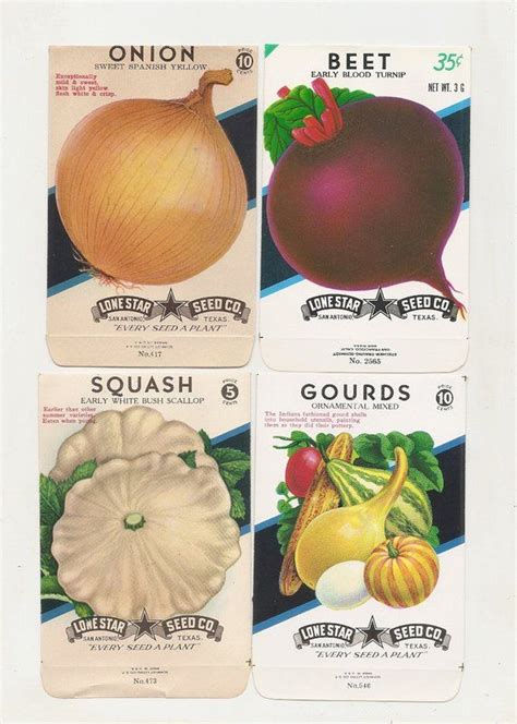 Old Vintage Vegetables Seed Packets Lone Star Seed Co San Etsy