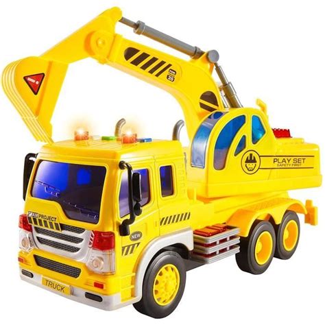 Gros Camion Chantier Tracteur Enfant Jouet avec Lumière et 4 Effets Son