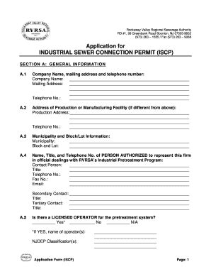 Fillable Online Application For Industrial Sewer Connection Permit Iscp