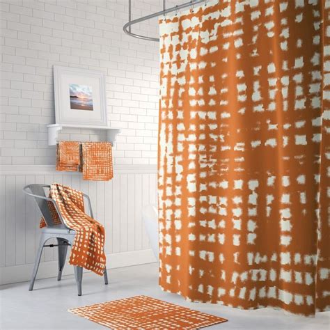 Burnt Orange Shower Curtain Terracotta Bath Curtain Modern Bathroom