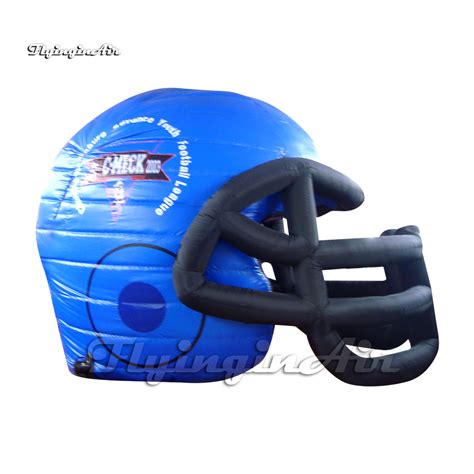 Customized Large Inflatable Helmet Football Tunnel 5m Blue Player Run