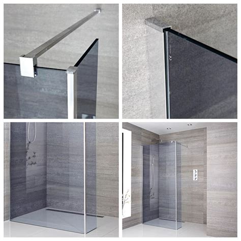 Milano Portland Luna Smoked Glass Chrome Wet Room Shower Enclosure