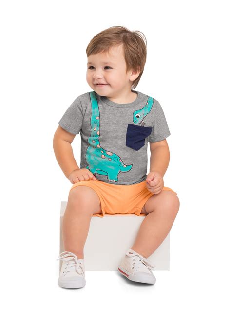 Conjunto Bebê Menino Camiseta e Bermuda Dino Marlan Baby PB a 003