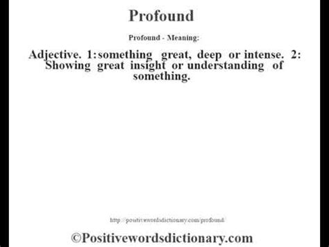 Profound Definition Profound Meaning Youtube