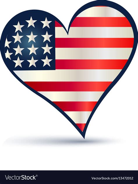 Usa flag love heart logo Royalty Free Vector Image