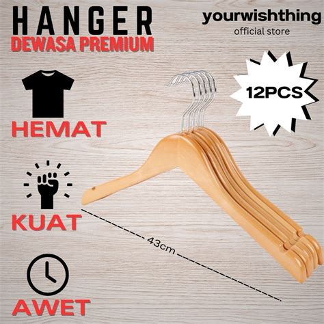 Jual COD BISA Hanger Kayu Natural Hanger Kayu Dewasa Hanger Kayu