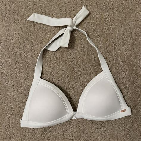 Victorias Secret White Triangle Bikini Top It Is A Depop