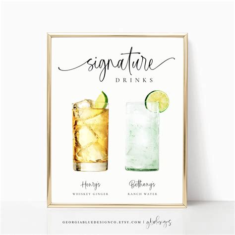 Printable Signature Cocktails Sign Editable Signature Cocktails ...