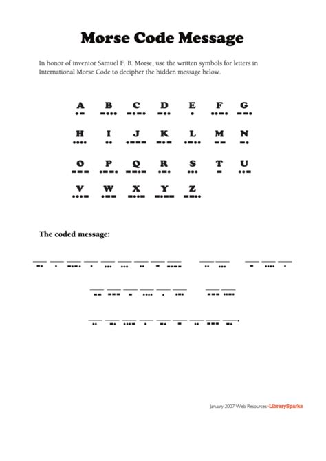 Morse Code Activity Sheet