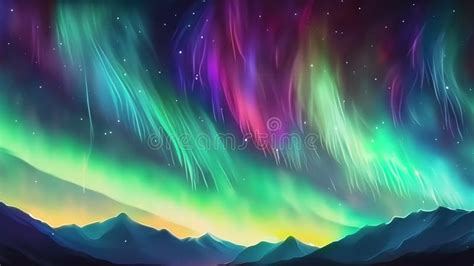 Space Aurora Wallpaper 4k Illustration Stock Illustration ...