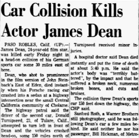 Rebel Movie Star James Dean’s Fatal Car Crash