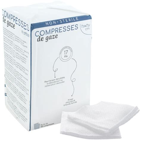 COMPRESSES DE GAZE NON STERILE SACHET DE 100 matériel médical ADOM