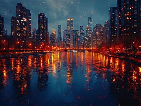 Premium Photo Shimmering City Lights Reflecting On A River At Night