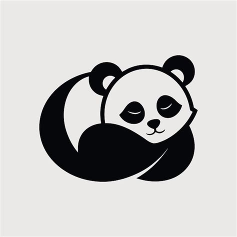 Premium Vector A Black And White Panda Bear With Closed Eyes Is