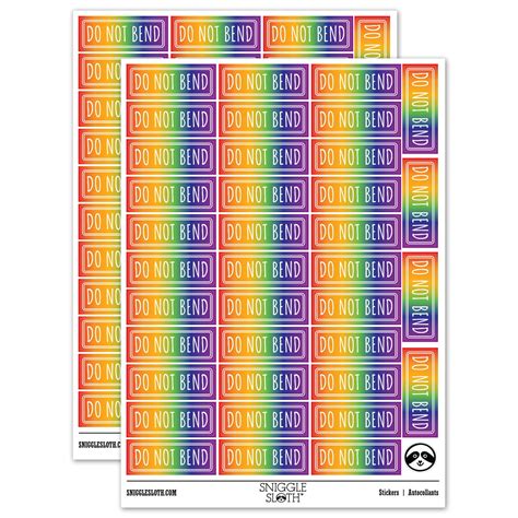 Do Not Bend Double Line Border Sticker Set Rainbow Matte Finish 1