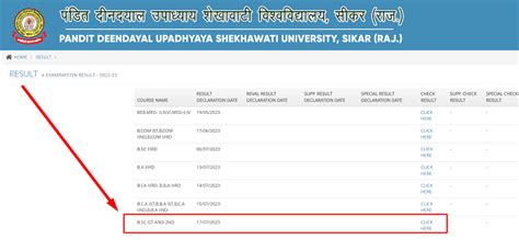 Pdusu B Sc St Nd Year Result Link Check Shekhawati