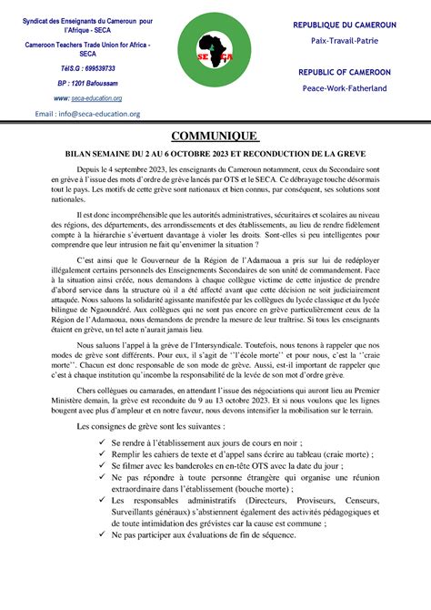 Communiqu De Reconduction A Communique Bilan Semaine Du Au