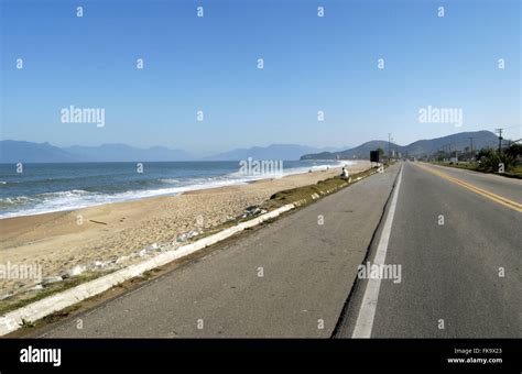 Rio Santos Highway BR 101 In The Stretch Of Beach In Massaguacu