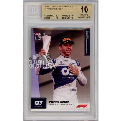 Pierre Gasly 2021 Topps Now Formula 1 Card 17 BGS 10 Pristine Steel