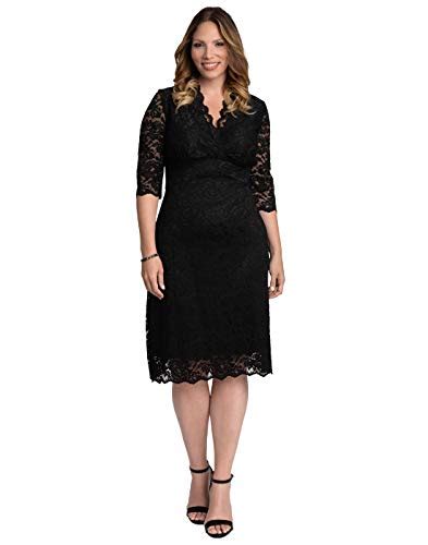 Kiyonna Womens Plus Size Scalloped Boudoir Lace Dress