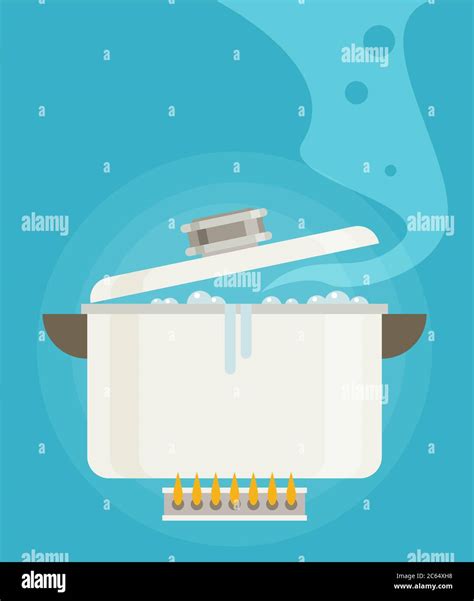 Boiling Water In Pan Flat Vector Stock Vector Image And Art Alamy