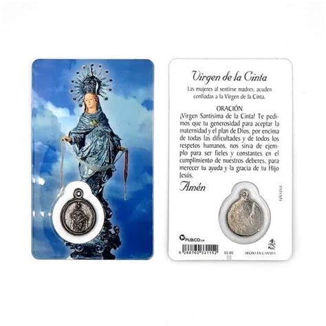 Estampa Virgen de la Cinta con medalla metálica plastificada y con