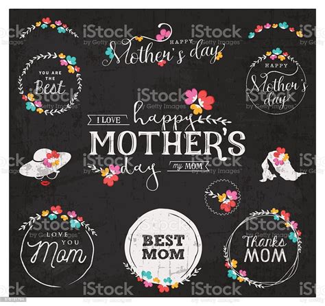 Mothers Day Badges And Labels In Vintage Style Stock Illustration