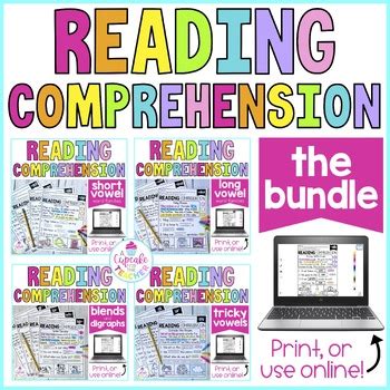 Phonics Reading Comprehension Passages Bundle By A Cupcake For The Teacher