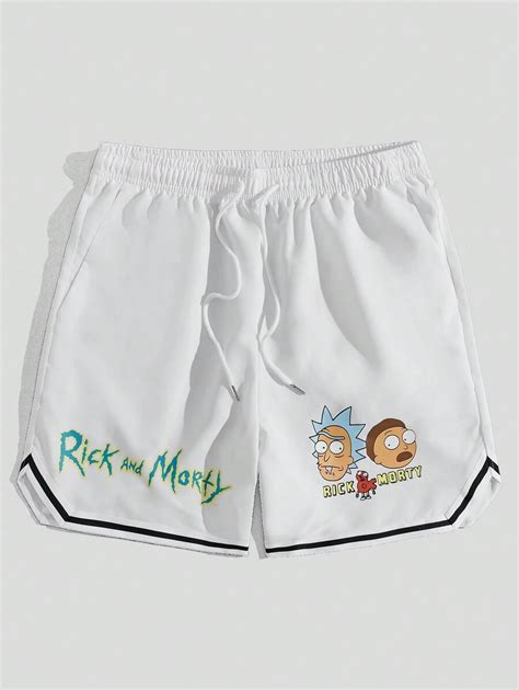 Rick And Morty Romwe Men Cartoon Letter Graphic Contrast Trim